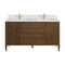 James Martin Vanities 60'' Double Vanity, Mid Century Walnut w/ Single Hole 3 CM White Zeus Quartz Top & Backsplash 485-V60D-WLT-1WZ - alternate 1